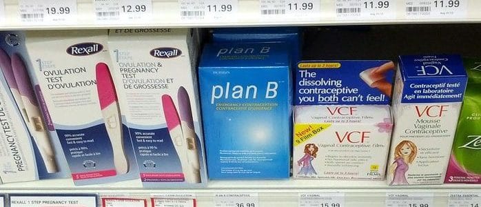 plan b contraception on shelf