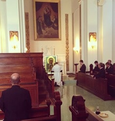 Seminarians praying at the Immaculate Conception Chapel of St. Charles Borromeo Seminary.