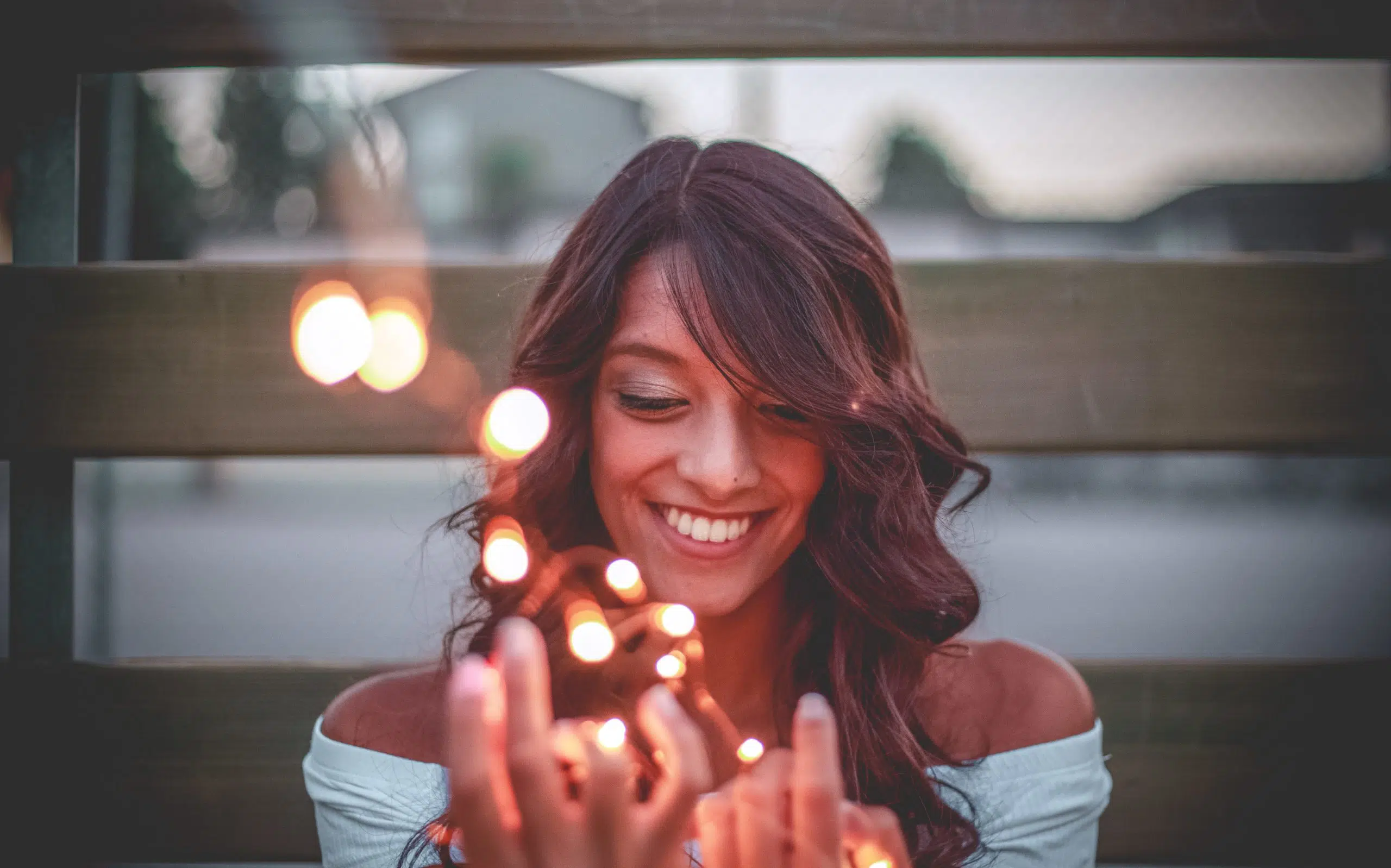 woman with lights