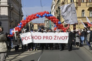 Joannes (far right) at the Czech March for Life.