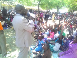 Father Jonathan Opio speaking to over 8,000 at a Pro-Life Rally in Uganda