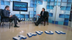 The media interviews HLI's Joannes Bucher after the march for life in Albania.