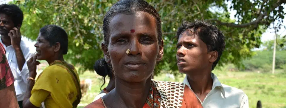 poor indian woman with baby