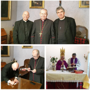 Father Boquet and Father Joannes Chisarau, HLI Romania, met with Archbishop Ioan Robu of the Archdiocese of Bucharest. Father and Archbishop Robu discussed the global issues affecting life and family, as well as those confronting the local Church and families in Romania. After the meeting, Father Boquet and Father Chisarau offered Mass in the archbishop's chapel.