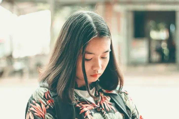 pretty chinese girl sad