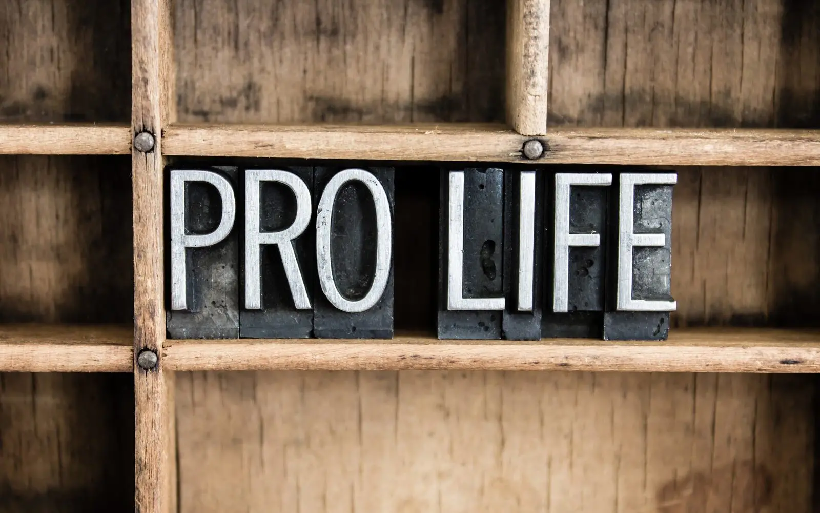 wooden pro life sign with letter blocks