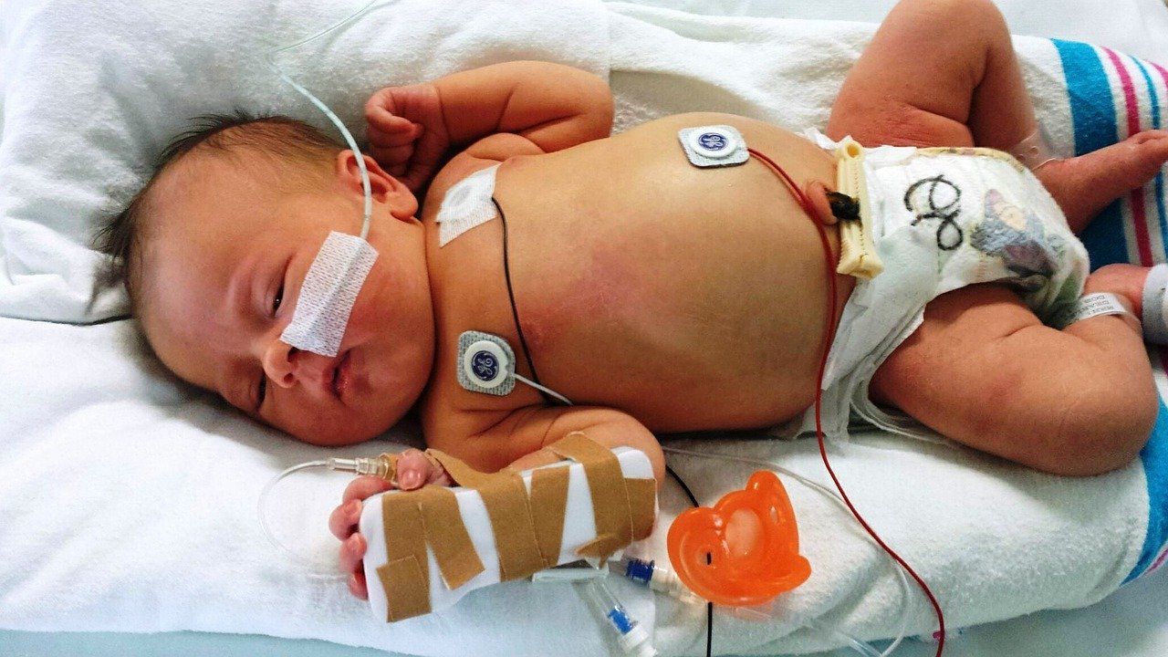 sick newborn baby in hospital