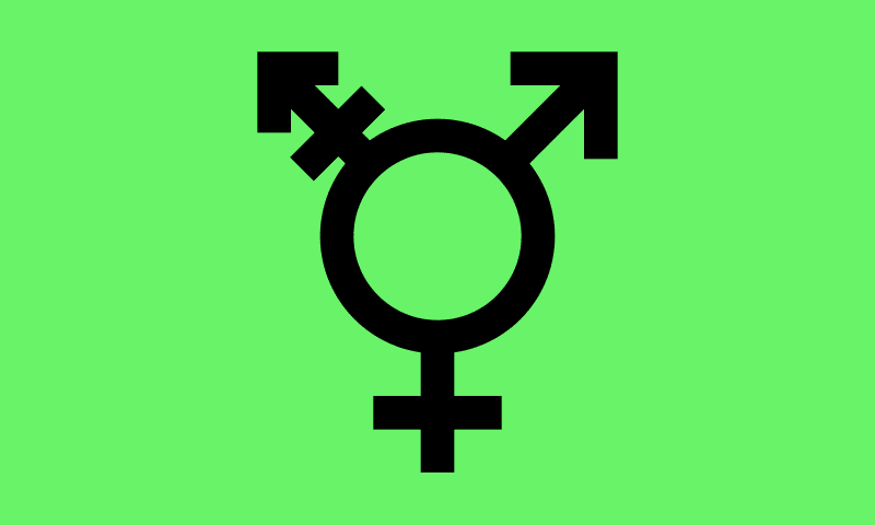 trans symbol on green