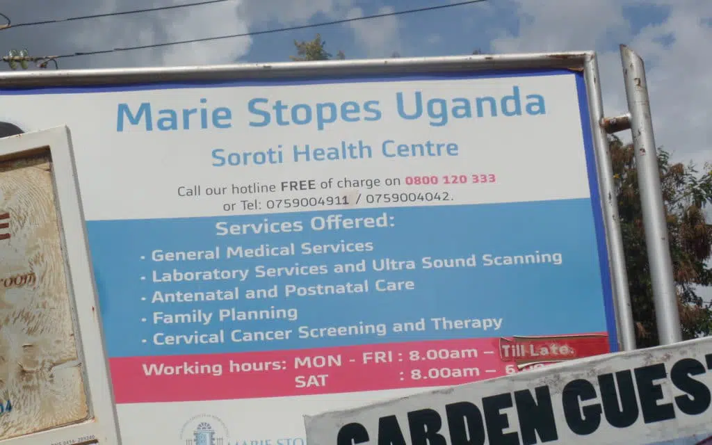 Billboard sign of Marie Stopes International Uganda