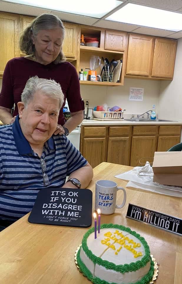 LeRoy Carhart with birthday cake