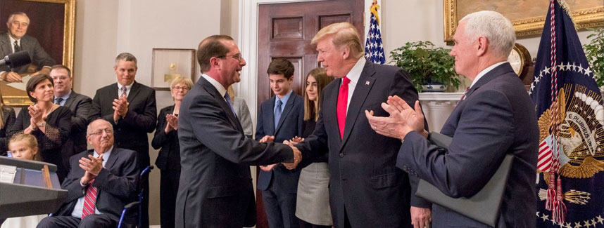 President Trump with U.S. Secretary of Health and Human Services (HHS) Alex Azar