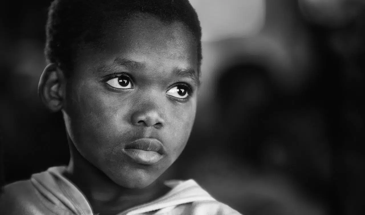 african boy black and white