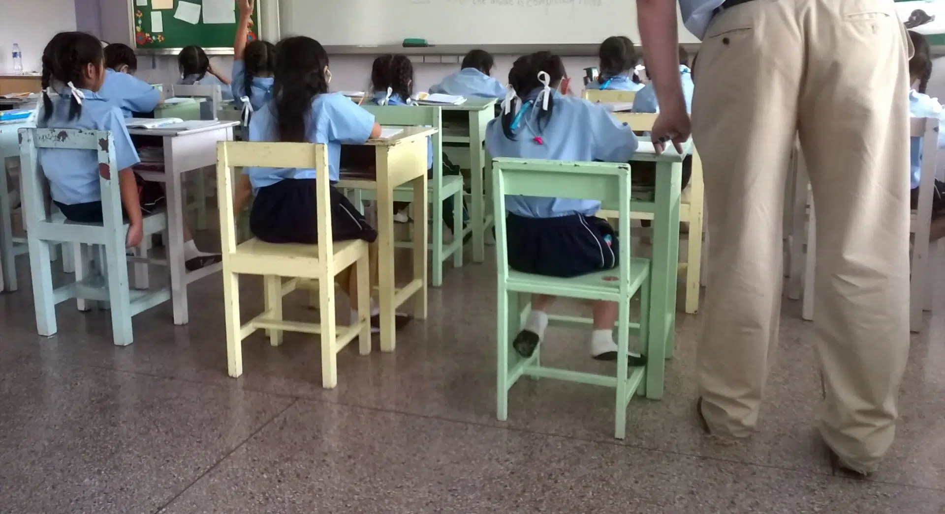 little girls in classroom