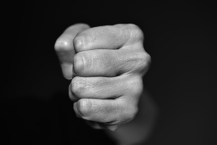 clenched fist, violence