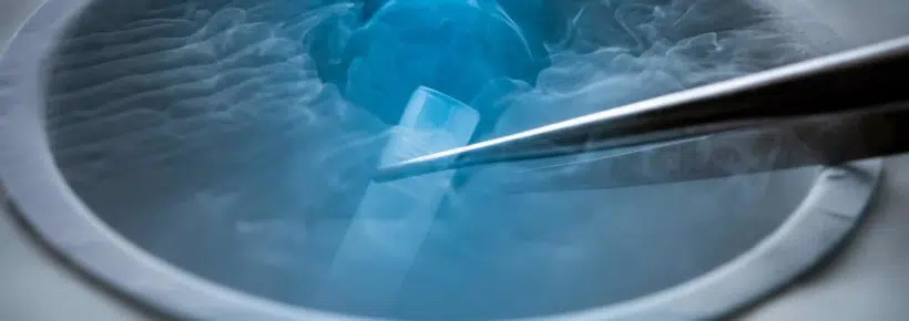 Cryopreservation of test tube on liquid nitrogen, a liquid nitrogen bank containing sperm and eggs cryosamples