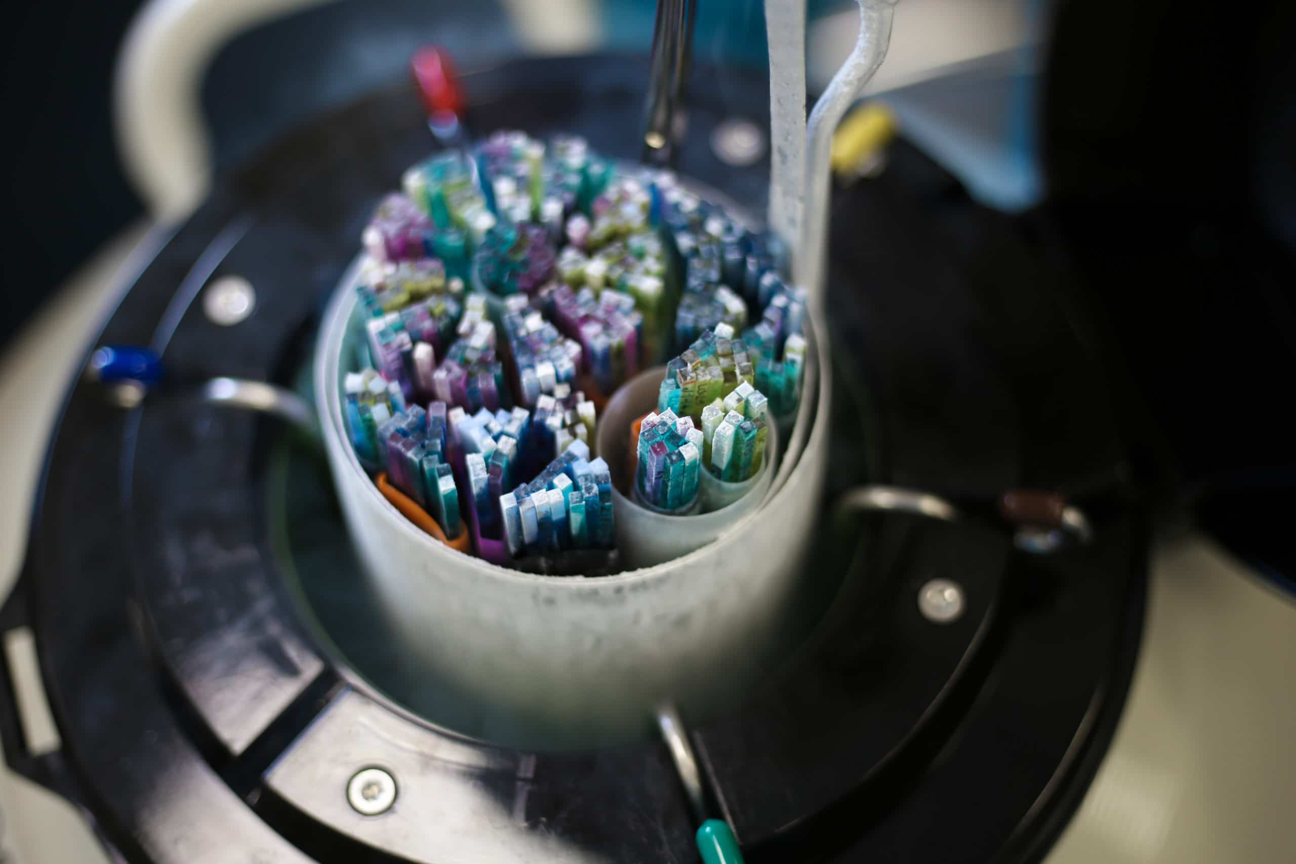 Dewar with frozen embryos and egg cells in an IVF clinic