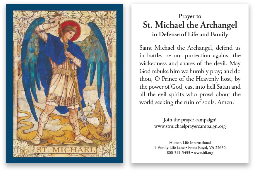 St. Michael the Archangel prayer card