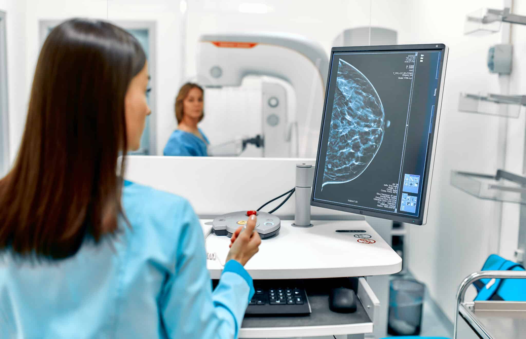 woman getting a mammogram
