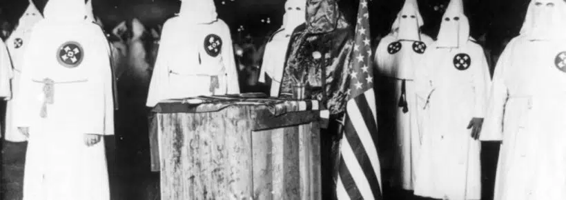 KKK (Ku Klux Klan) night rally in Chicago circa 1920