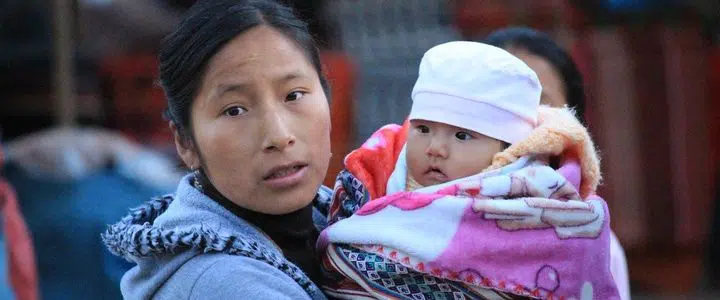 peruvian woman and her baby