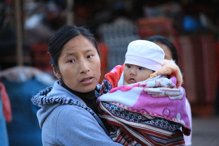 peruvian woman and her baby