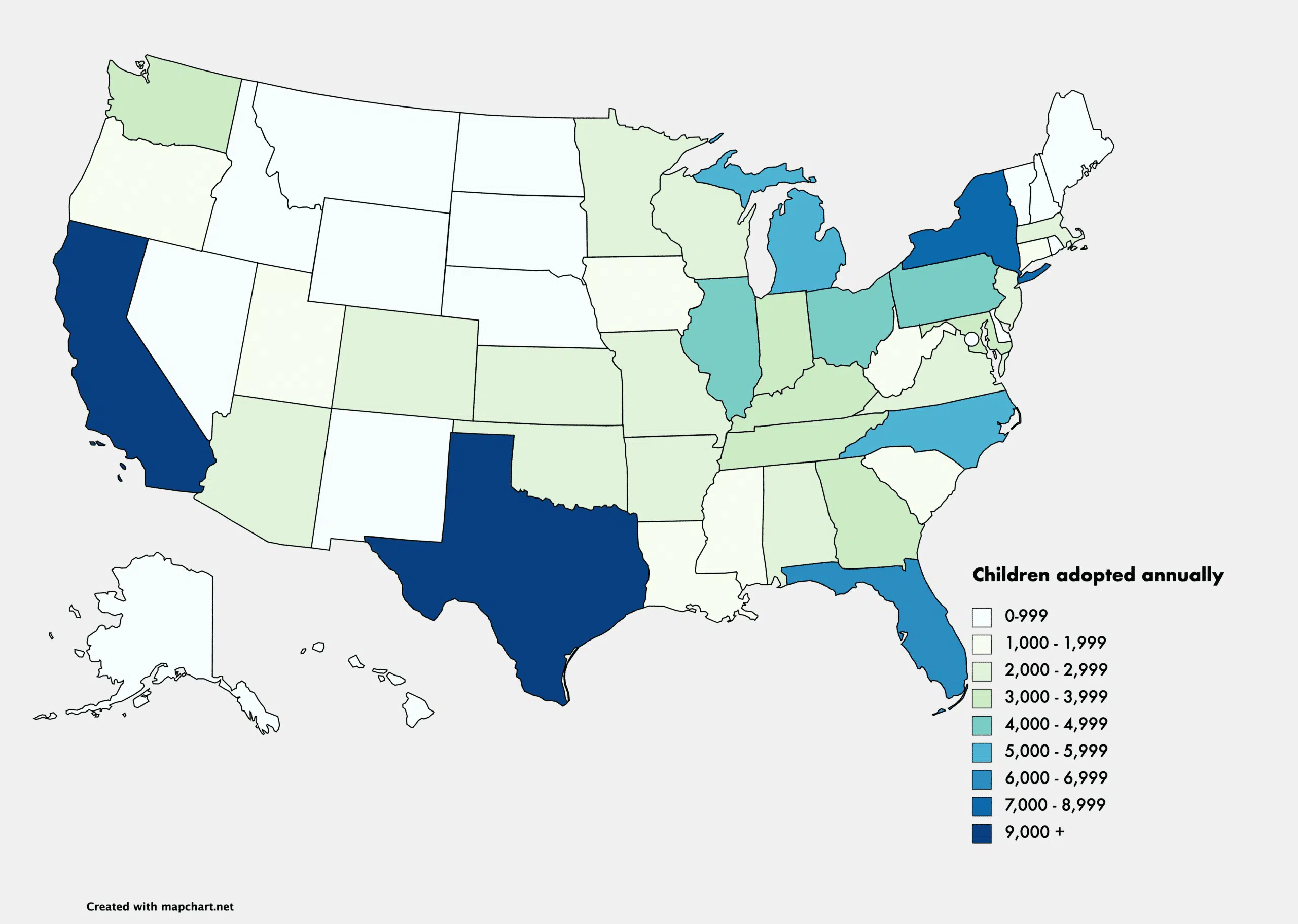 Annual adoptions by state