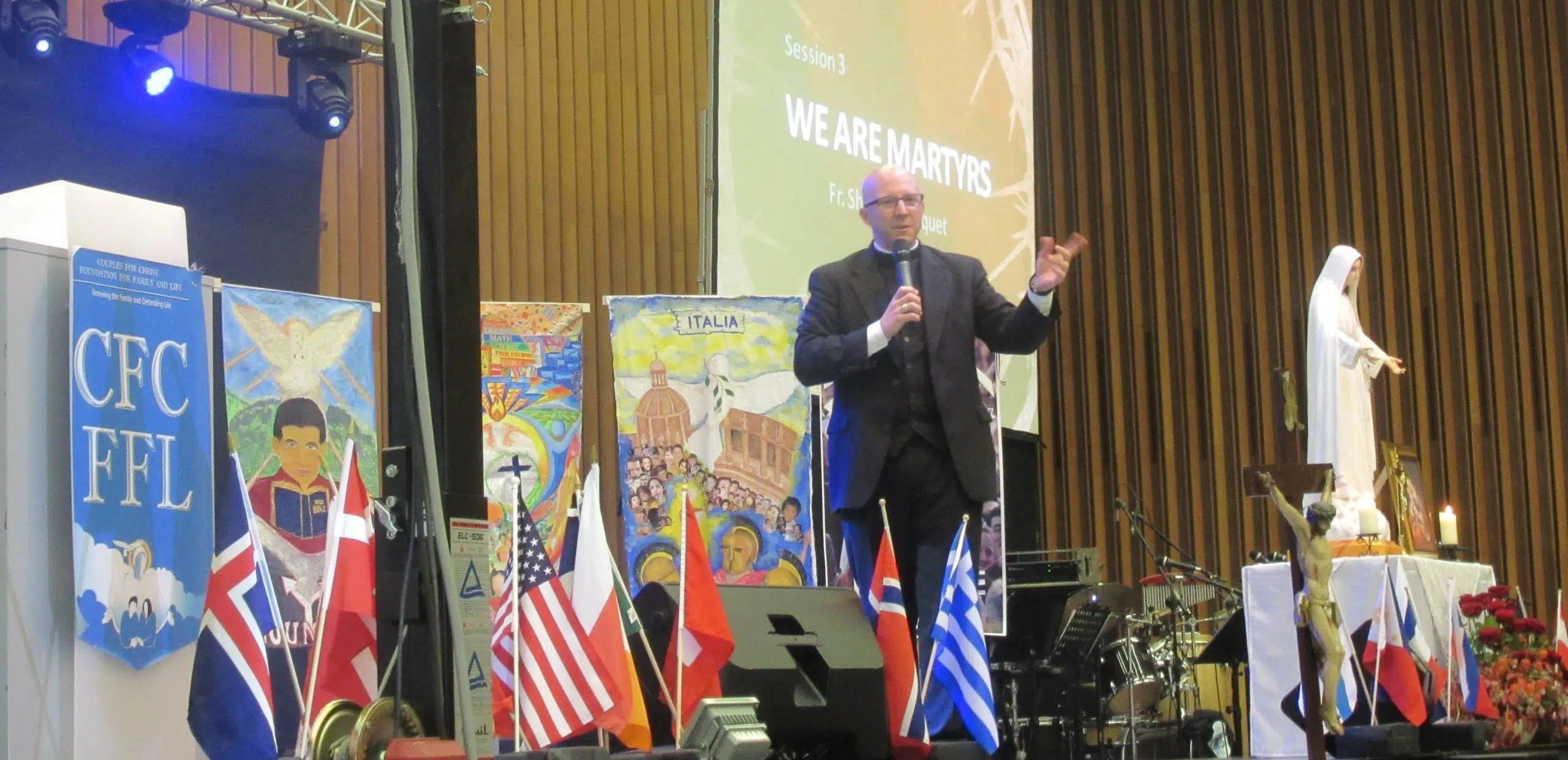HLI President Fr. Shenan Boquet speaks at an international pro-life conference.