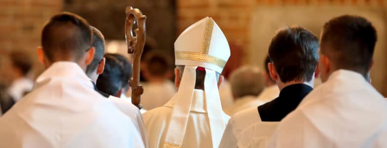 Bishop goes to Mass in the church