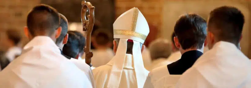 Bishop goes to Mass in the church