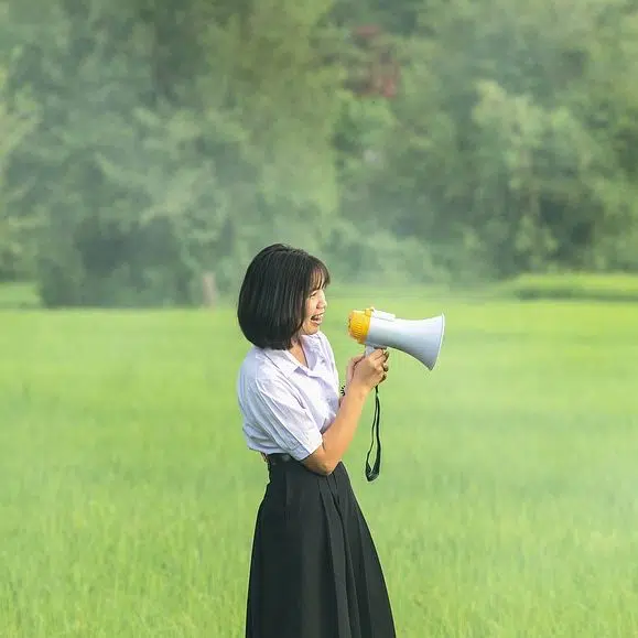 girl with megaphone