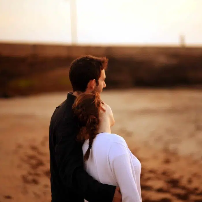 happy couple on beach