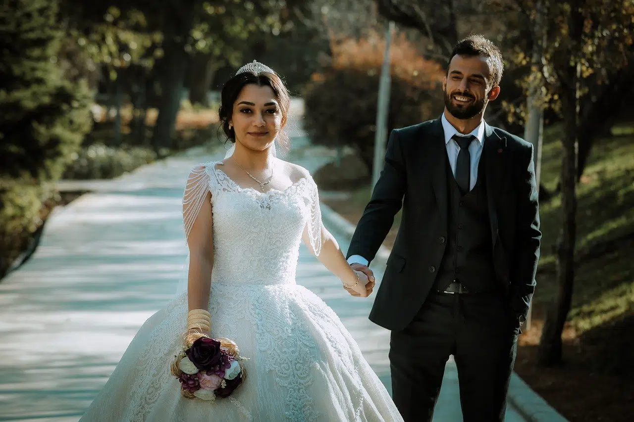 newlywed bride and groom