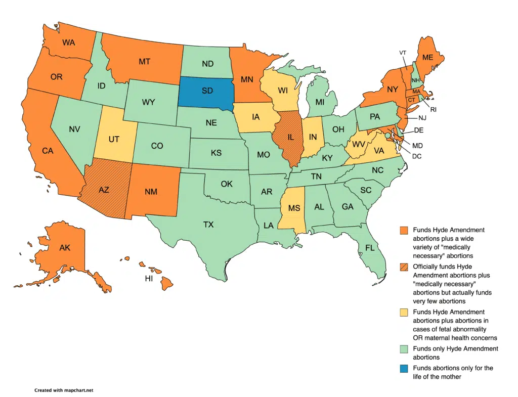 does medicaid fund abortions in my state?