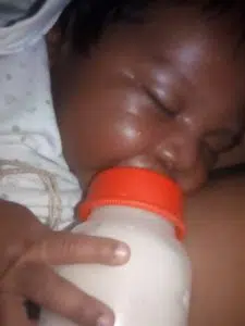 Baby Angel-Miguel bottle feeding