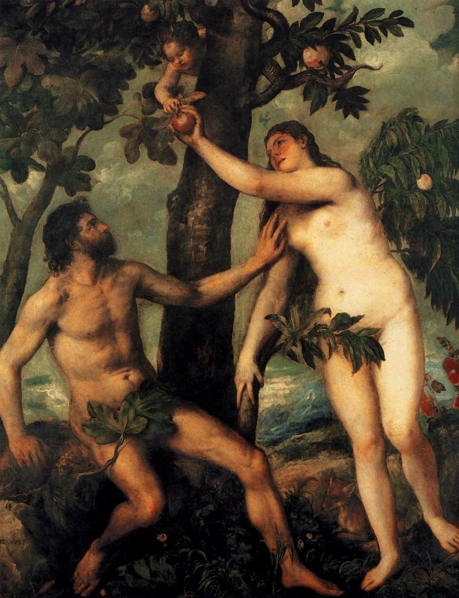 The painting Adam and Eve by Titian