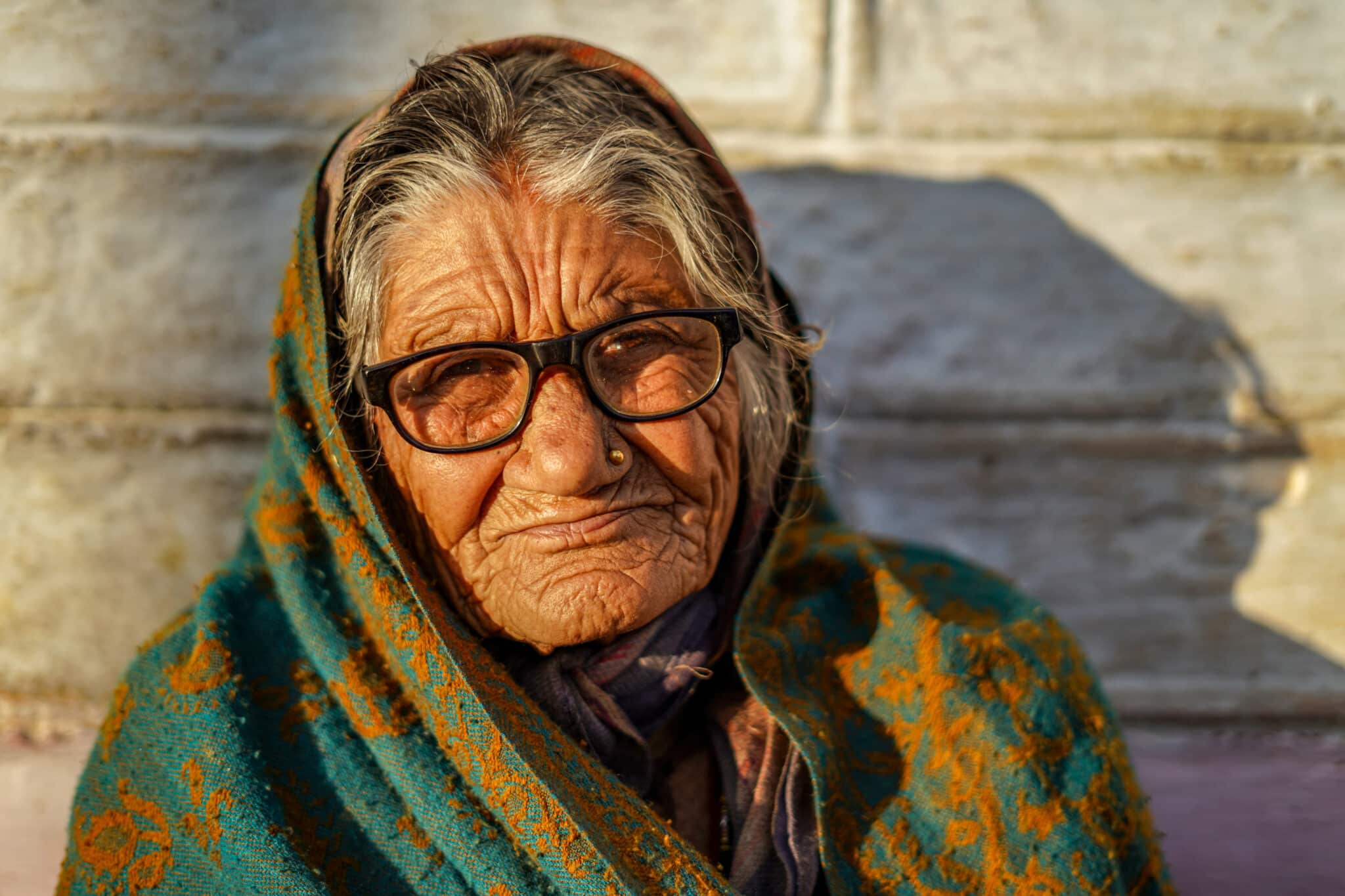 close up of elderly indian woman