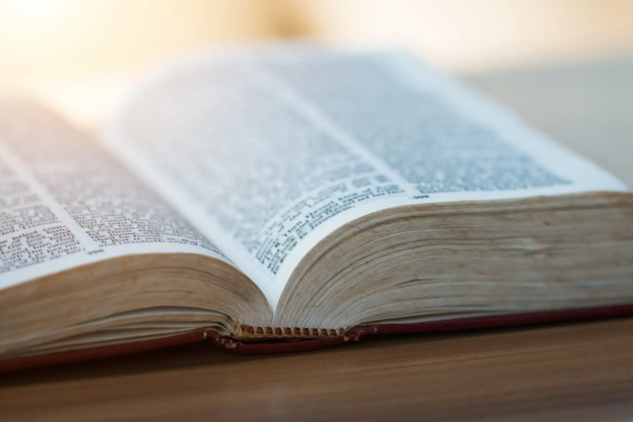 open bible on a table