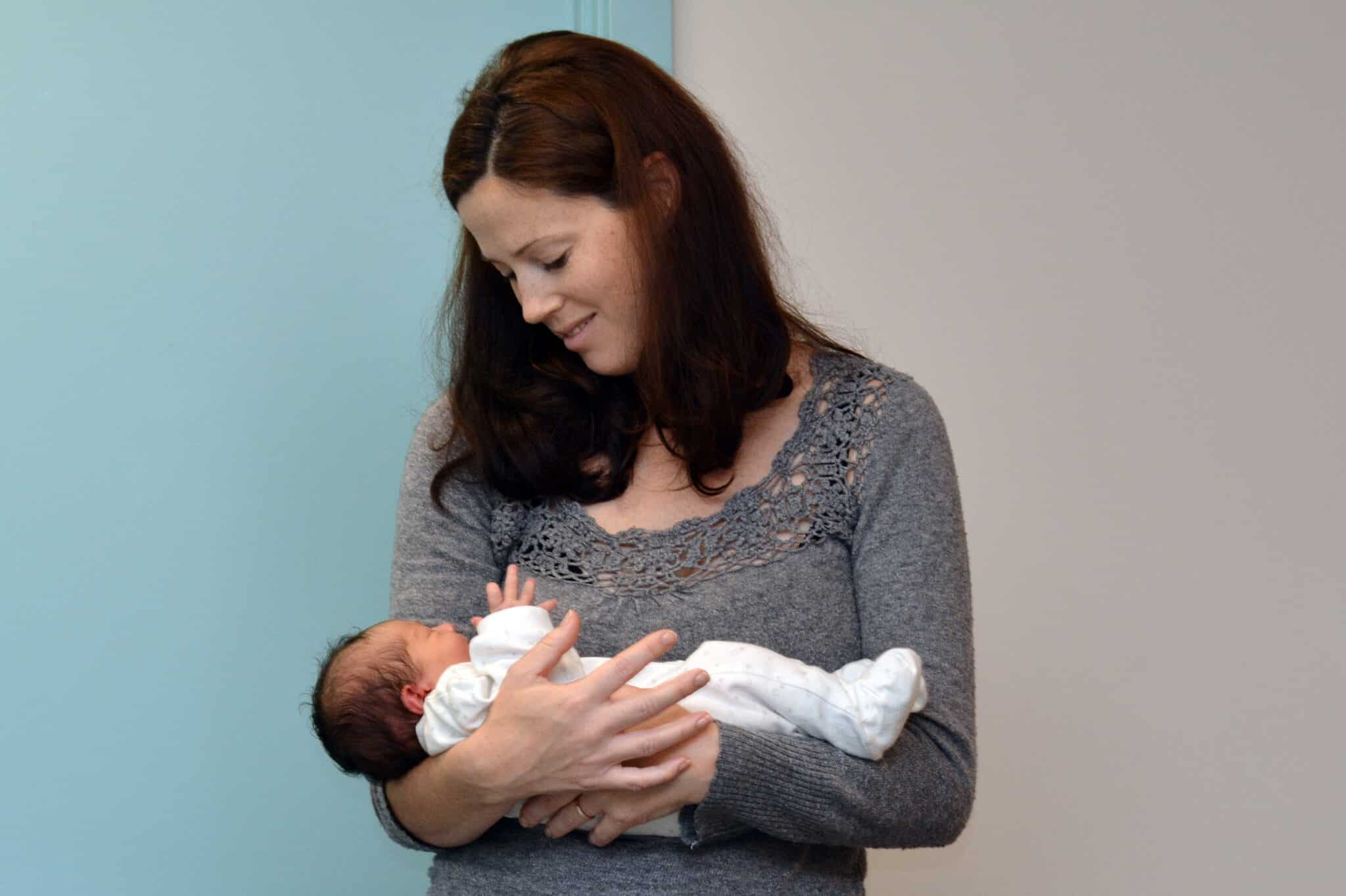 Israeli mother holding a newborn baby