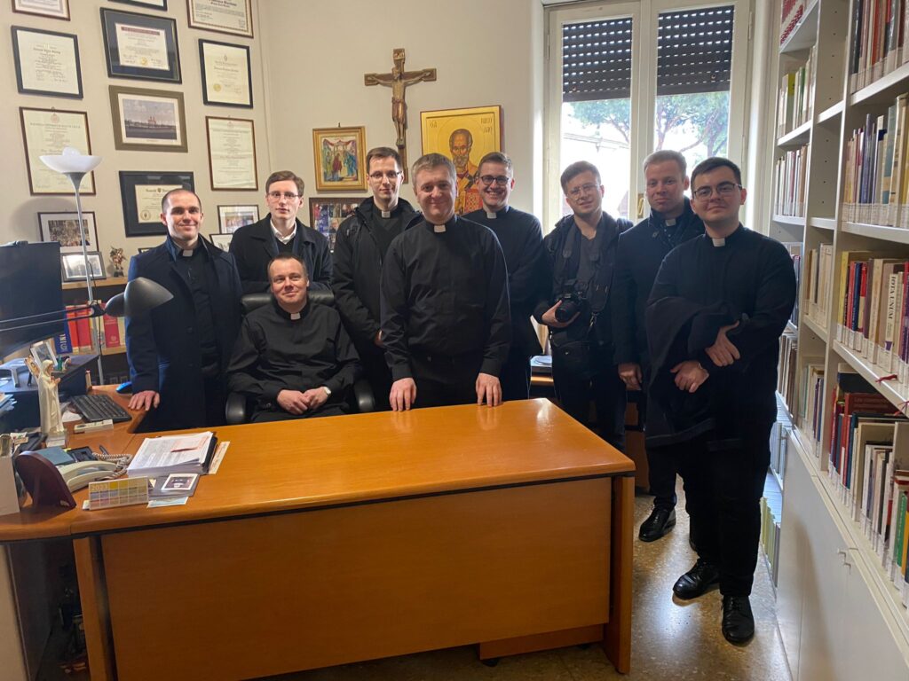 seminarians at Human Life International's Rome bioethics library