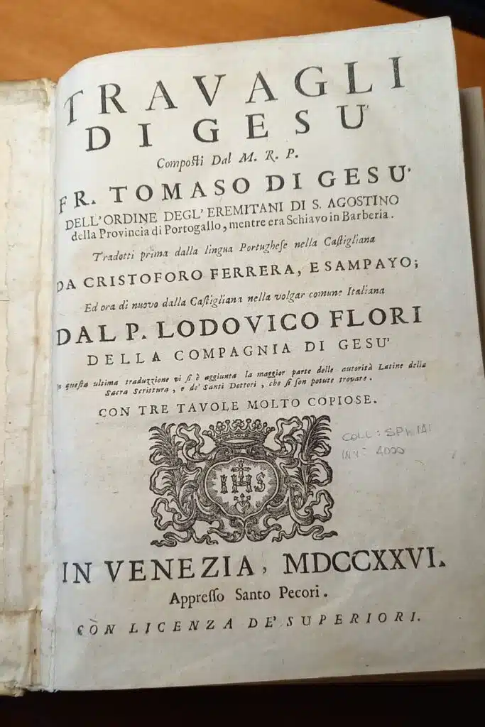 Cover page of Travagli di Gesu (Travails of Jesus) by Fr. Tomaso di Gesu