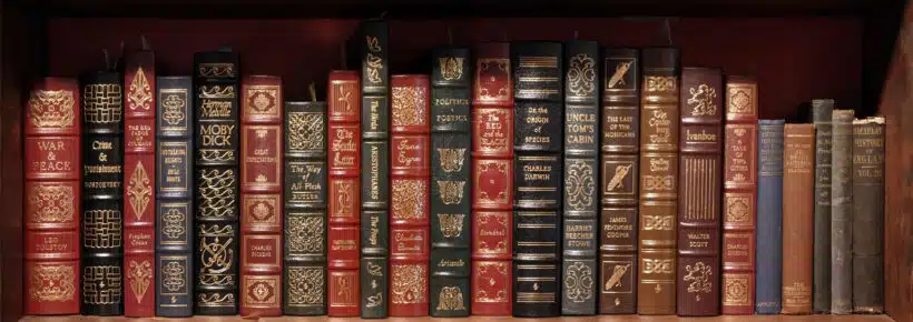 bookshelf with classic books