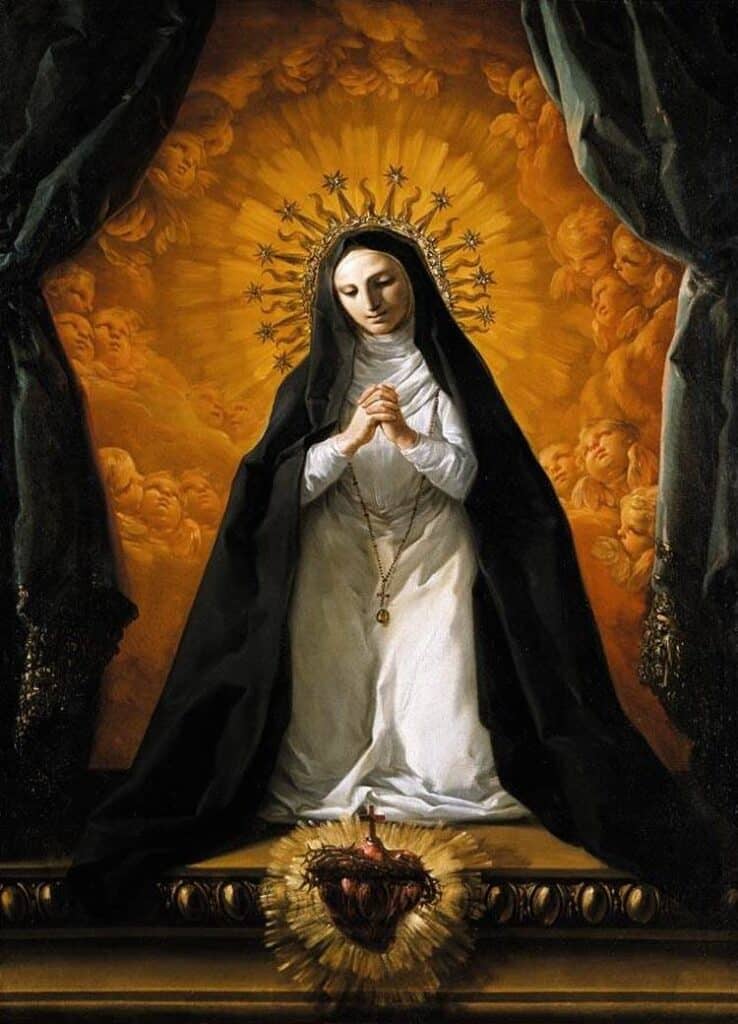 st margaret mary alacoque contemplating on sacred heart