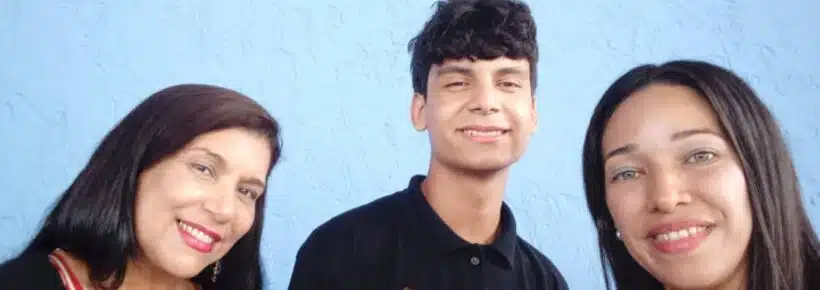 Woman with teen boy and girl