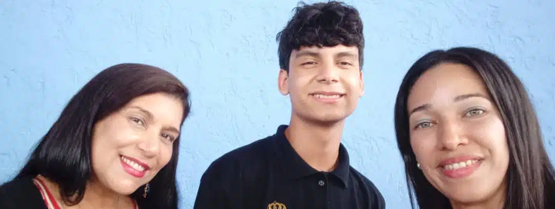Woman with teen boy and girl