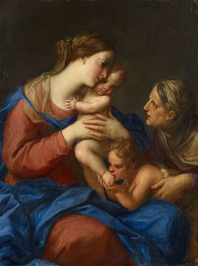 painting of St Elizabeth, patron saint of pregnant women, with Madonna and Child