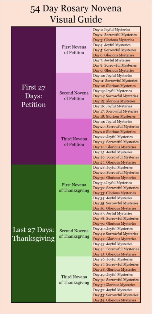 Infographic outlining structure of 54 Day Rosary Novena