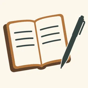 Illustration of journal and pen