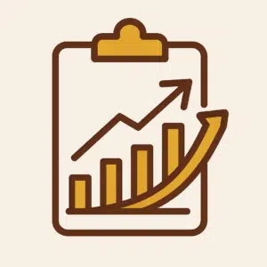 Illustration of clipboard with chart showing progress