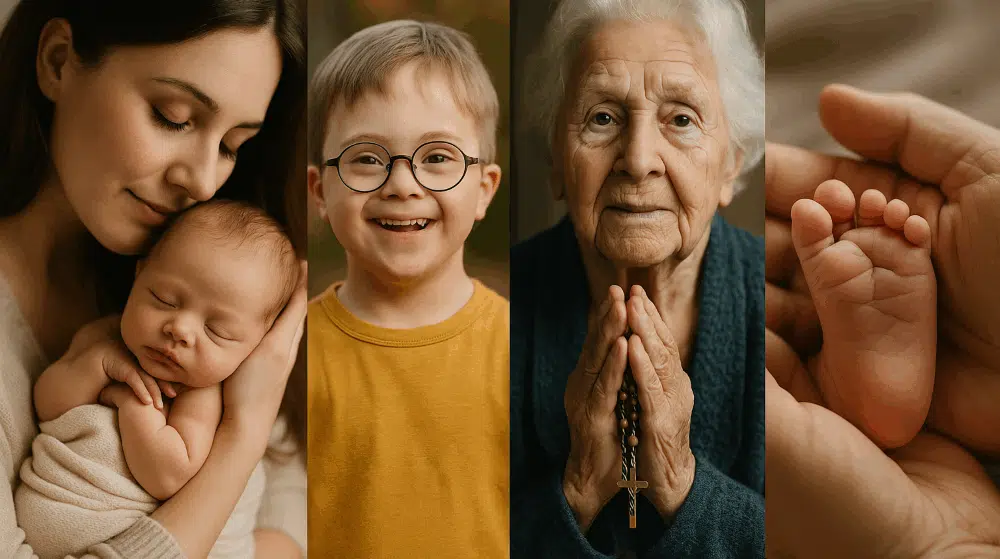 Collage of infants, disabled, elderly, all parts of a robust pro-life meaning