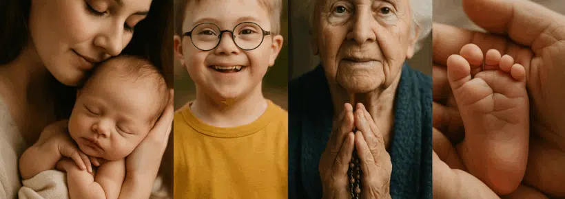 Collage of infants, disabled, elderly, all parts of a robust pro-life meaning